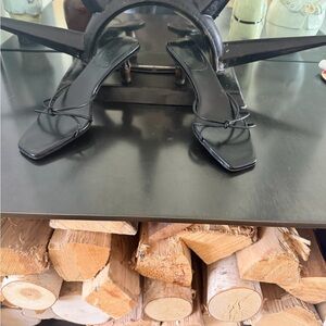 Gucci Tom Ford era black minimalist sandal with signature bamboo heel